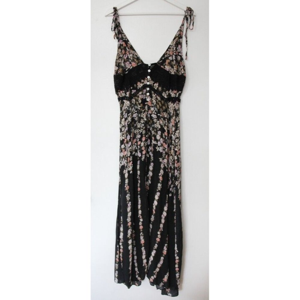 Free People Intimately Claire Printed Lace Maxi Slip Dress L - Picture 8 of 8